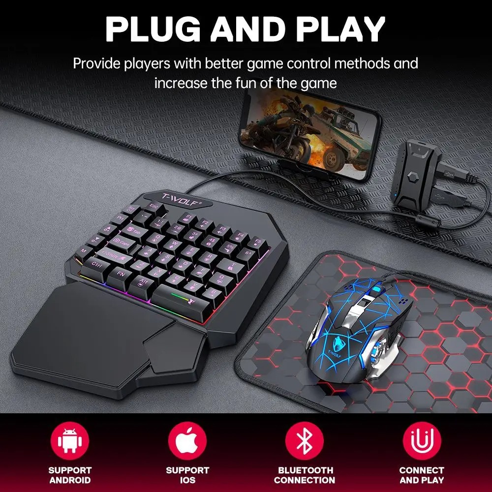 Gaming Keyboard 1 Hand - Zestaw 5 w 1: Klawiatura gamingowa
