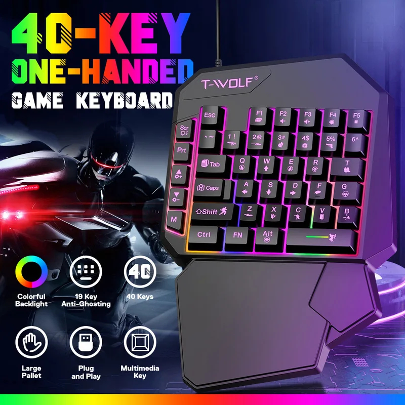 Gaming Keyboard 1 Hand - Zestaw 5 w 1, 35 klawiszy,