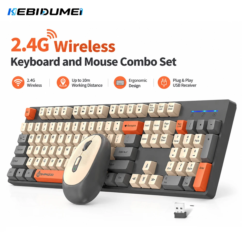 Gaming Keyboard And Mouse Combo - Zestaw bezprzewodowej klawiatury i myszy KEBIDUMEI