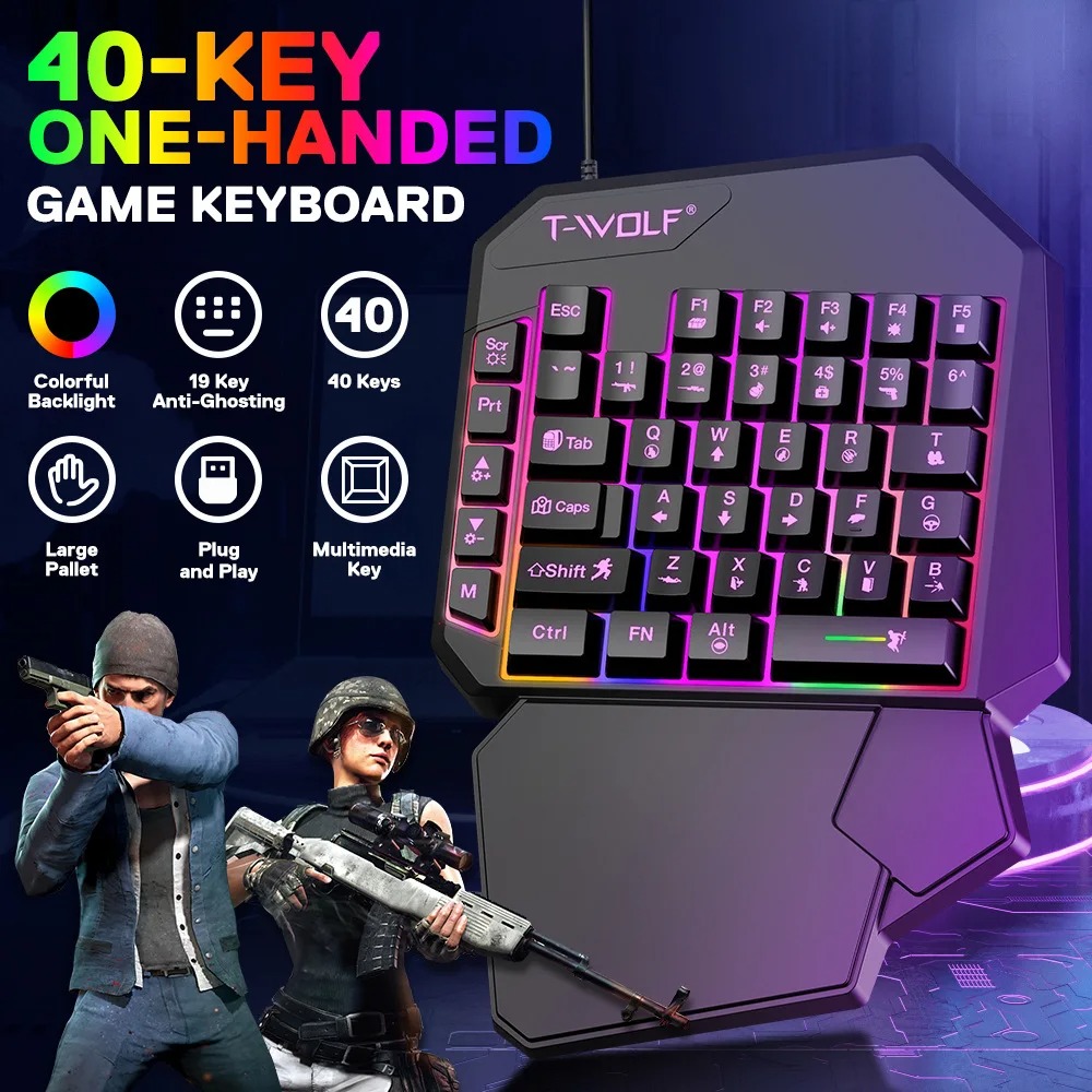 Zestaw 5 w 1: Klawiatura gamin – Gaming Keyboard 1 Hand recenzja i cena