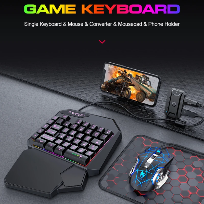 T-WOLF TF900 jednoręczny zesta – Gaming Keyboard Mobile recenzja i cena
