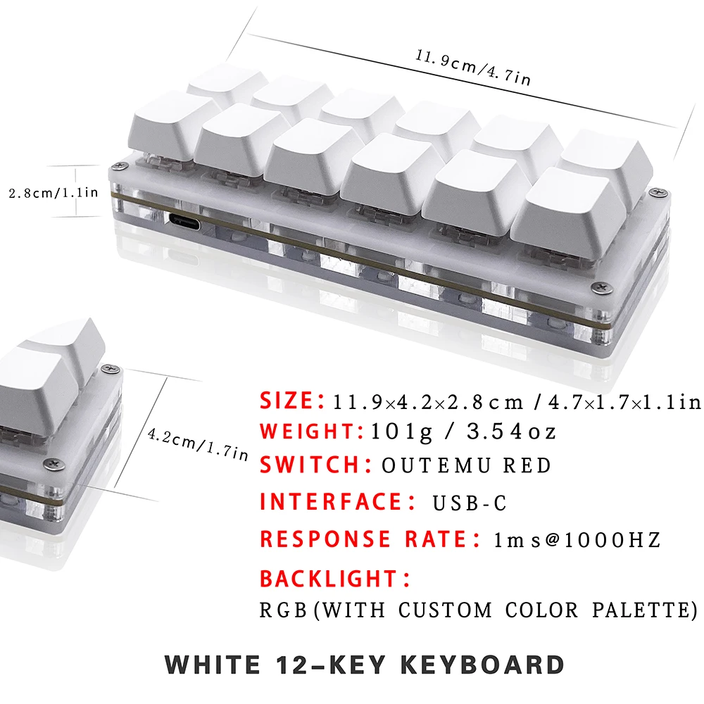 12 klawiszy Mini gra Mechanicz – Gaming Keyboard 1 Hand recenzja i cena